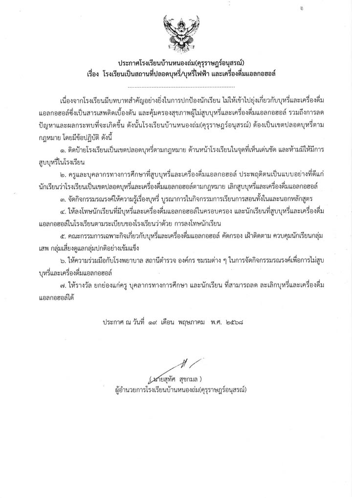 โรงเรียนบ้านหนองถ่ม คุรุราษฎร์อนุสรณ์
